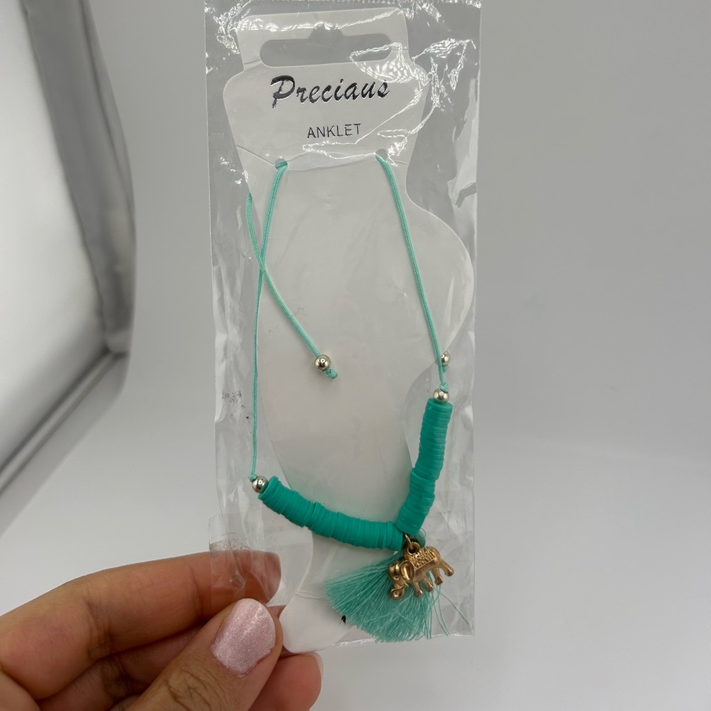 Free with item Turquoise adjustable Anklet with Gold Charm beach bracelet